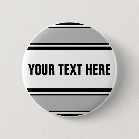 SPORTSTREIFEN - Weiß-Grau-Schwarz + Ihr Text Button (Vorderseite)