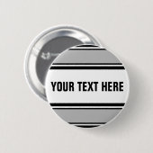 SPORTSTREIFEN - Weiß-Grau-Schwarz + Ihr Text Button (Vorne & Hinten)