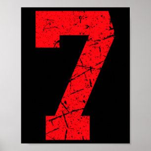 Sportstrikot Vintage Rot Glückszahl 7 T-Shirt_1 Poster