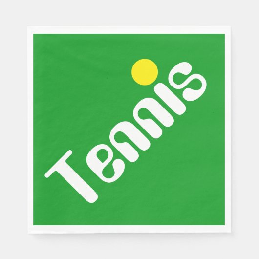 Sportsweißer TENNIS-Text auf hellgrün Serviette (Vorderseite)