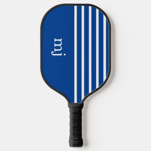 Sportsybrische und weiße Streifen mit Monogramm Pickleball Schläger (Vorderseite)