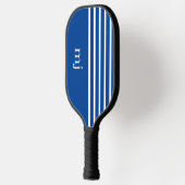 Sportsybrische und weiße Streifen mit Monogramm Pickleball Schläger (Links)