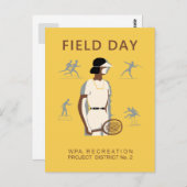 Sporttag der Retro-Schule Postkarte (Vorne/Hinten)