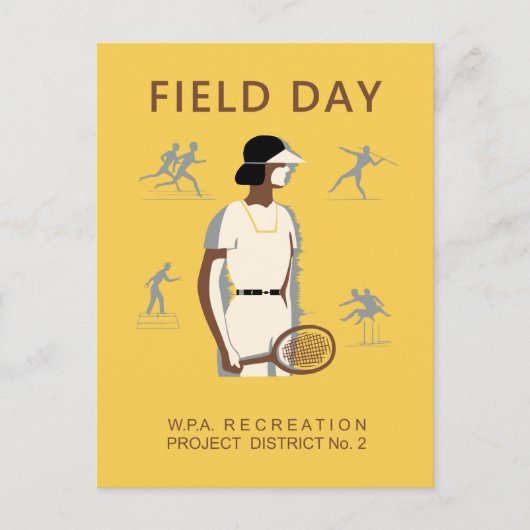 Sporttag der Retro-Schule Postkarte (Vorderseite)