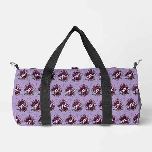Sporttasche mit Veilchenblumenmuster Duffle Bag (Vorderseite)