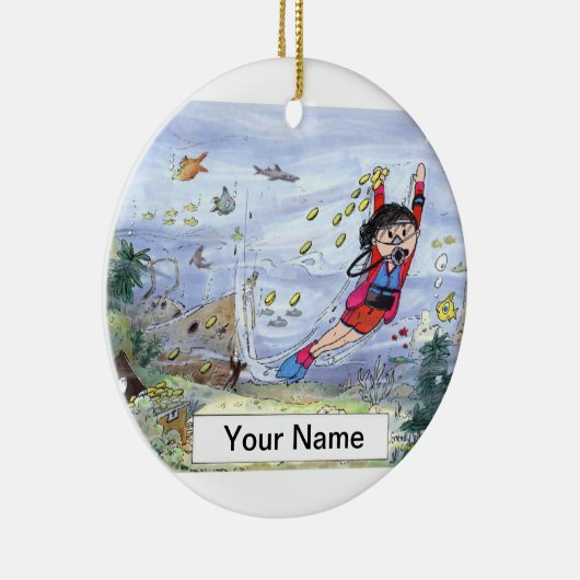 Sporttaucher - Frau Keramikornament (Rechts)