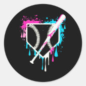 Sportteam Cool Baseball Zuhause Plate Tropfen mit  Runder Aufkleber (Vorderseite)