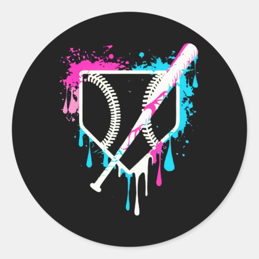 Sportteam Cool Baseball Zuhause Plate Tropfen mit Runder Aufkleber (Vorderseite)