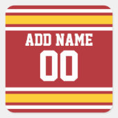 Sportteam Football Jersey Individuelle Name Nummer Quadratischer Aufkleber (Vorderseite)
