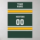 Sportteam Ihr Name Grün Gold Weiß Poster (Vorne)