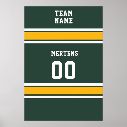 Sportteam Ihr Name Grün Gold Weiß Poster (Vorne)