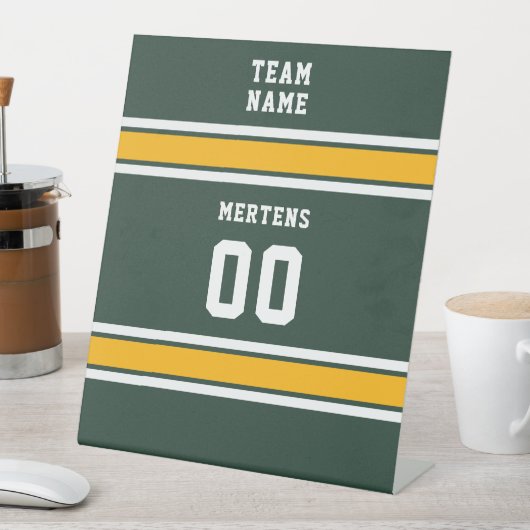 Sportteam Ihr Name Grün Gold Weiß Sockelschild (In Situ)