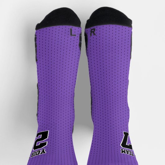 Sportteam Nummer Lila Schwarzer Punkteball Socken (Oben)