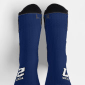 Sportteam Nummer Navy Blauer weißer Basketball Socken (Oben)