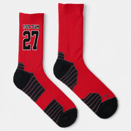 Sportteam Nummer Red Black Dotball Basketball Socken