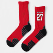 Sportteam Rot Weißer Name Basketball Socken (Links)