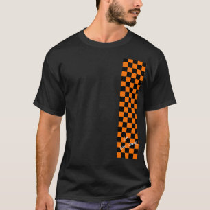 Sportteam Schwarzes Orange Checkboard Go Team Name T-Shirt
