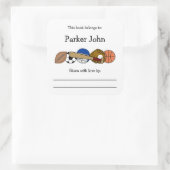 Sportthema Babydusche Buchzeichen mit Namen Quadratischer Aufkleber (Tasche)