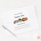 Sportthema Babydusche Buchzeichen mit Namen Quadratischer Aufkleber (Umschlag)