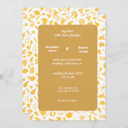 Sportthema Baseball Liebe Hochzeit Einladungen (Vorne/Hinten)