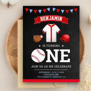 Sportthema Baseball Player 1. Geburtstag Party Einladungspostkarte