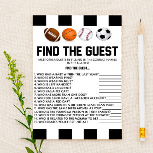 Sportthema finden Sie das Baby Duschspiel Briefpapier