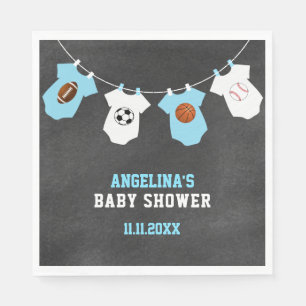 Sportthema Halbpension Blue Boy Baby Dusche Serviette