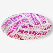 Sportthemenorientierter Netball Pappteller (Schrägansicht)