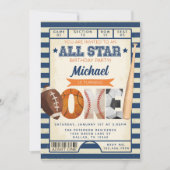 Sportticket 1. Geburtstags-Party Einladung (Vorderseite)