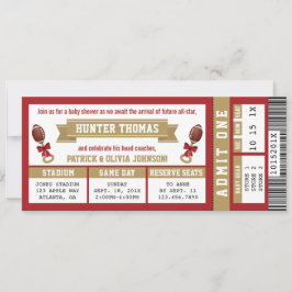 Sportticket Baby Dusche Einladende Scarlet, Gold Einladung