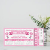 Sportticket Baby Showeinladung, rosa Cheerleader Einladung (Stehend Vorderseite)