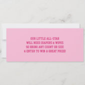 Sportticket Baby Showeinladung, rosa Cheerleader Einladung (Rückseite)