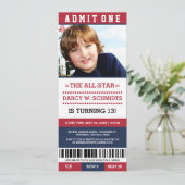 Sportticket Geburtstagsparty Einladung (Stehend Vorderseite)