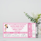 Sportticket Kinderdusche, Mädchen, Rosa Einladung (Stehend Vorderseite)