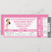 Sportticket Kinderdusche, Mädchen, Rosa Einladung (Vorne/Hinten)