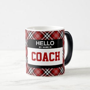 Sporttrainer Nametag Team Maroon Kariert Hallo Verwandlungstasse