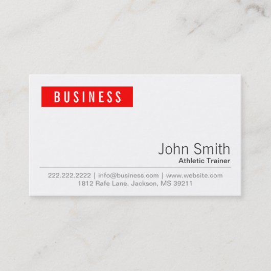 Sporttrainer-Visitenkarte mit dem Red Label Visitenkarte (Vorderseite)