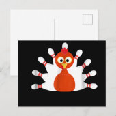 Sporttruthahn und Bowling - Erntedank Ankündigungspostkarte (Vorne/Hinten)