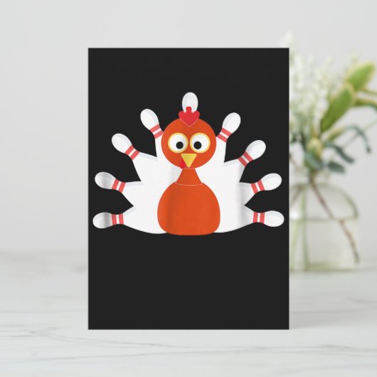 Sporttruthahn und Bowling - Erntedank Save The Date (Stehend Vorderseite)