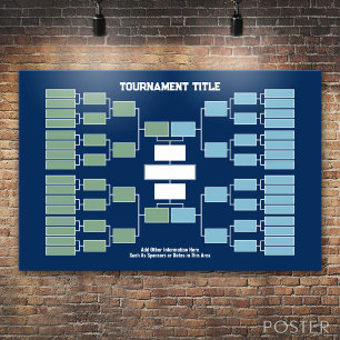 Sportturnier Bracket - Blau 32 Teams 4 Gruppen Poster