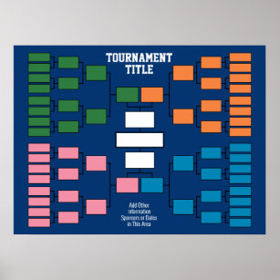 Sportturnier-Bracket - blaue 32 Teams Poster