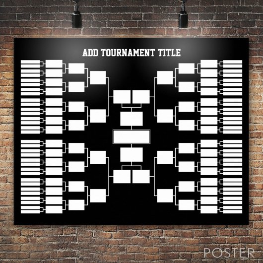 Sportturnier-Bracket für 64 Teams schwarz Poster