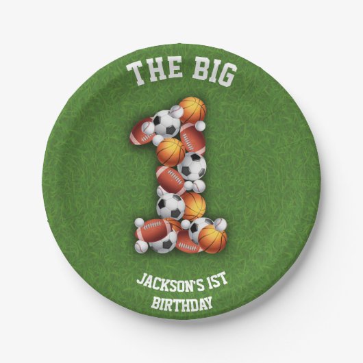 Sportveranstaltungen 1. Geburtstag Party Pappteller (Vorderseite)