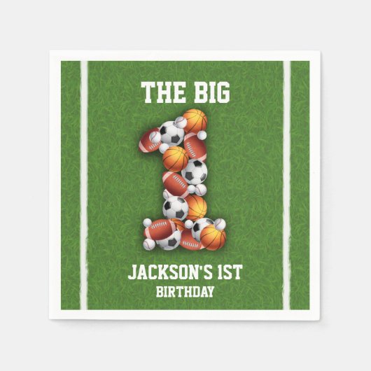 Sportveranstaltungen 1. Geburtstag Party Serviette (Vorderseite)