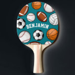 Sportvereinigung Personalisierter Name Aquamarin Tischtennis Schläger<br><div class="desc">Ein sportliches Thema personalisierten aquamarinen Tischtennis Paddel für den Star-Athleten,  der gut in allen Sportarten ist,  einschließlich des wunderbaren Tischtennis-Spiels.</div>