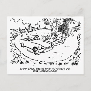 Sportwagen auf dem Land. Funny Postkarte