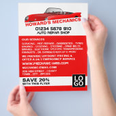 Sportwagen, Auto Mechanik & Reparaturen Werbung Flyer (Hand)