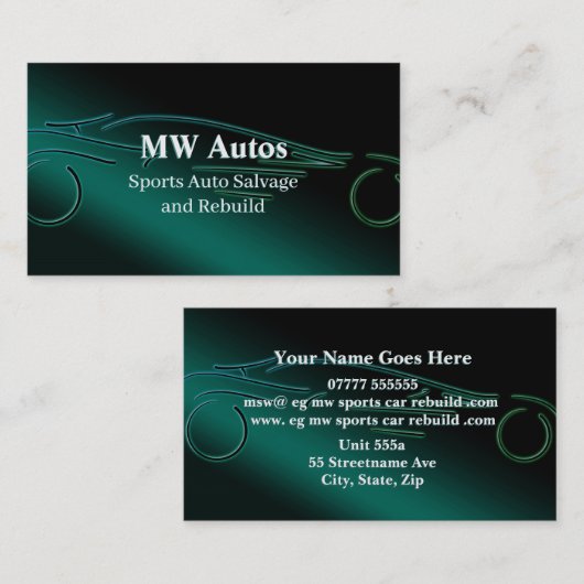 Sportwagen Bergung und Wiederaufbau, Luxus Visitenkarte (Vorne/Hinten)