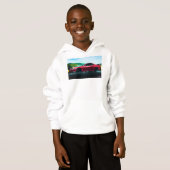 Sportwagen der 2000er Jahre auf Jungen, weißer Pul Hoodie (Vorne ganz)