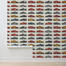 Sportwagen farbenfroher Automobil-Auto Park Tapete